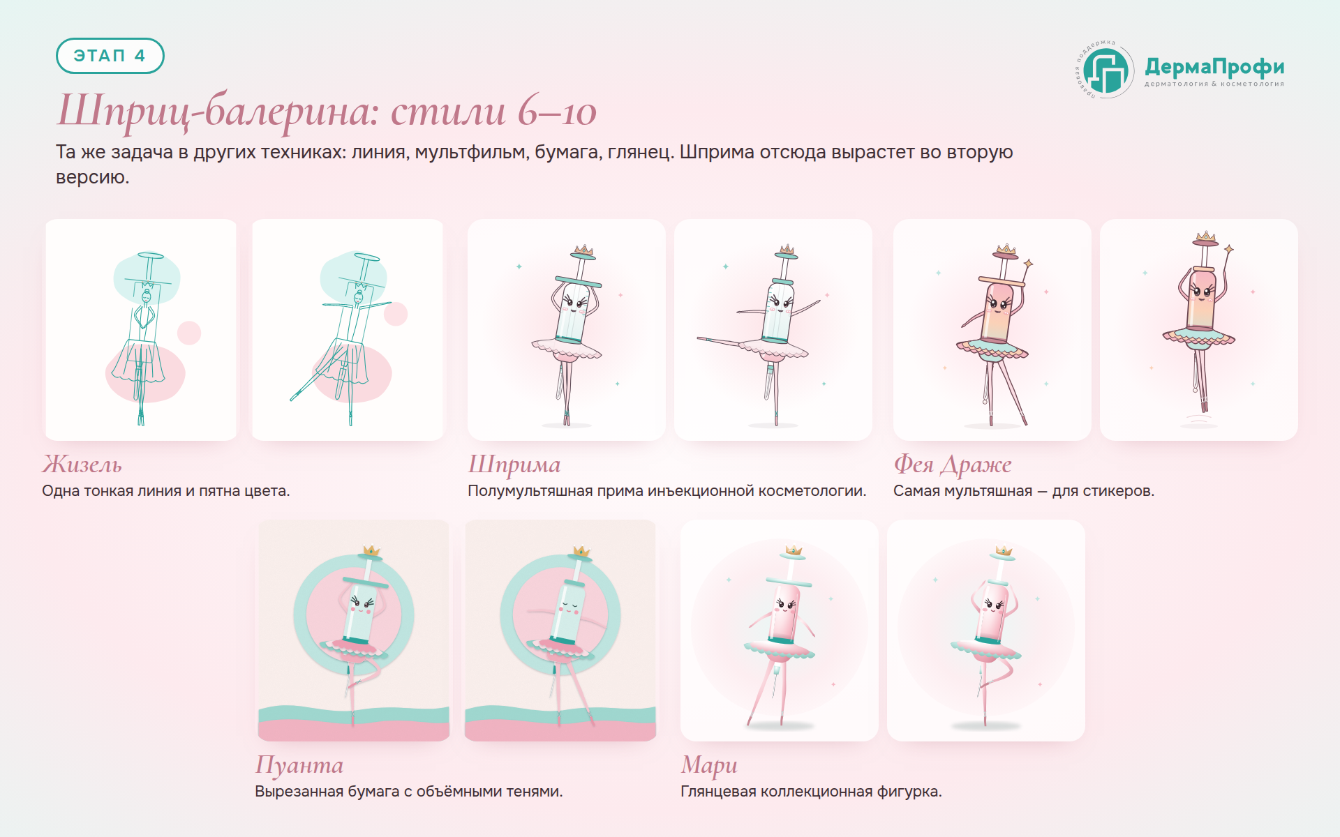 Этап 4 · Шприц-балерина: стили 6–10
